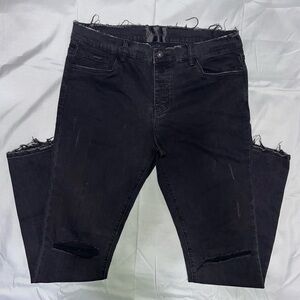 Valabasas Distressed Button Fly Ripped Jeans - Black - Men’s Sz 38